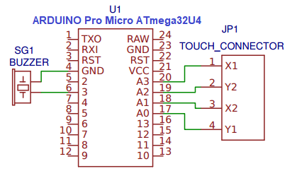 Схема USB макро клавиатуры на ардуино и резистивной сенсорной экран панели ATmega32U4 badusb