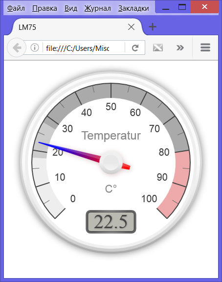 LM75 I2C Temperatursensor HTML Anzeige(Gauge)wlan ESP8266 
