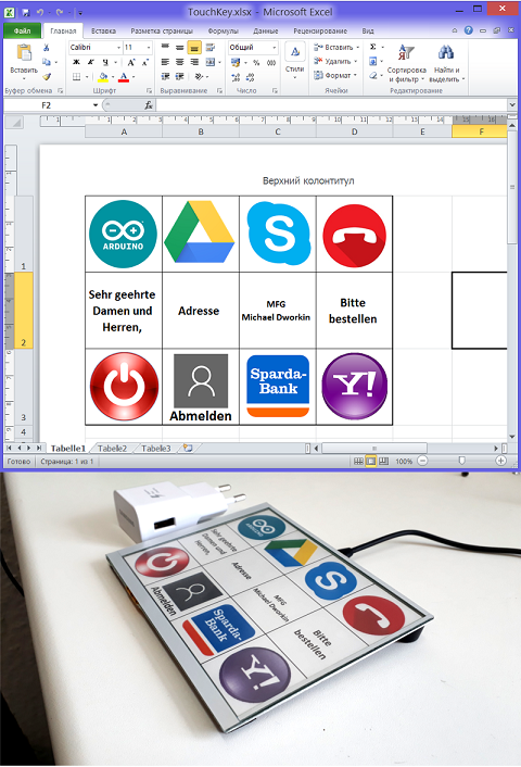 Individuelles Layout für den TouchPad im Excel entwerfen USB Kepad Keyboard Touchscreen DIY Arduino